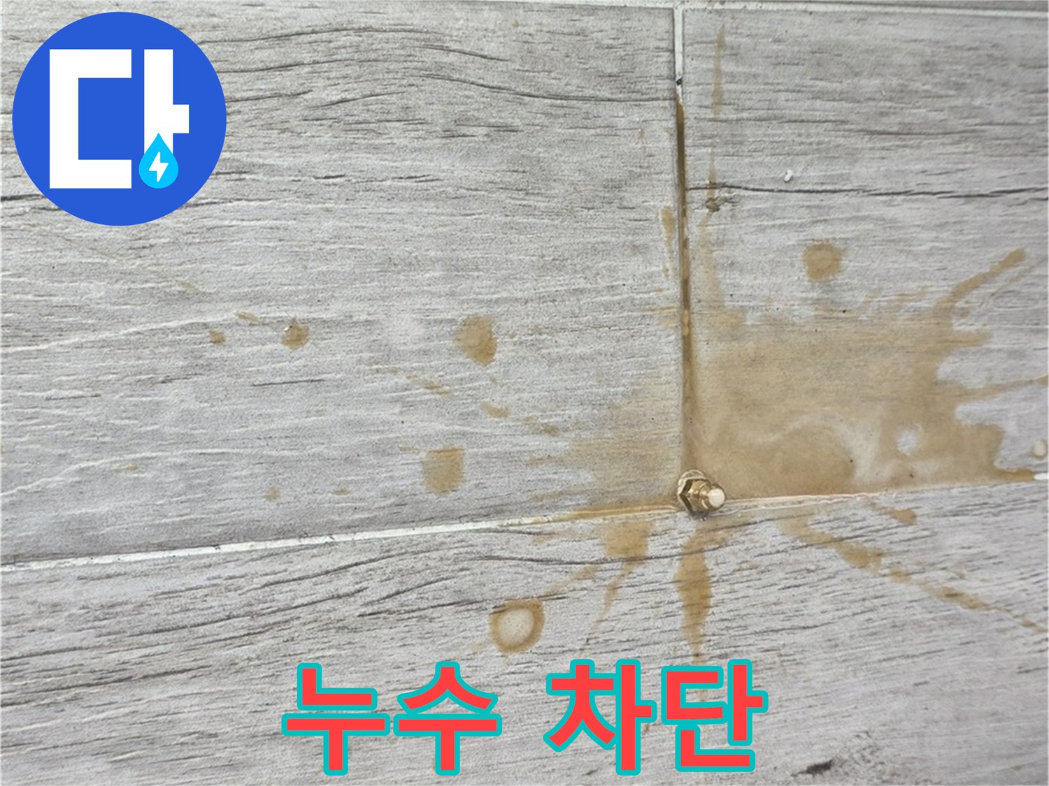 인젝션 방수액이 타일 틈새 패카 주변으로 뿜어져 나오는 모습 - 누수 차단 효과 입증