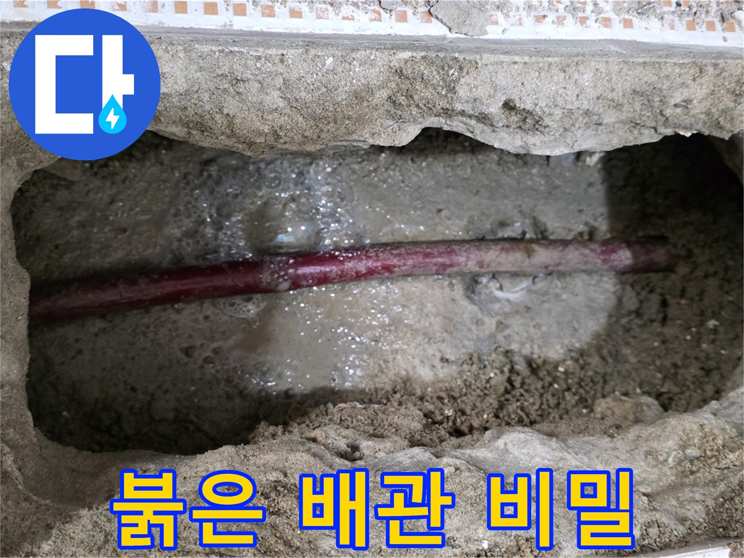 상계동 누수 현장 - 굴착 후 붉은색 수도 배관의 숨겨진 비밀 확인