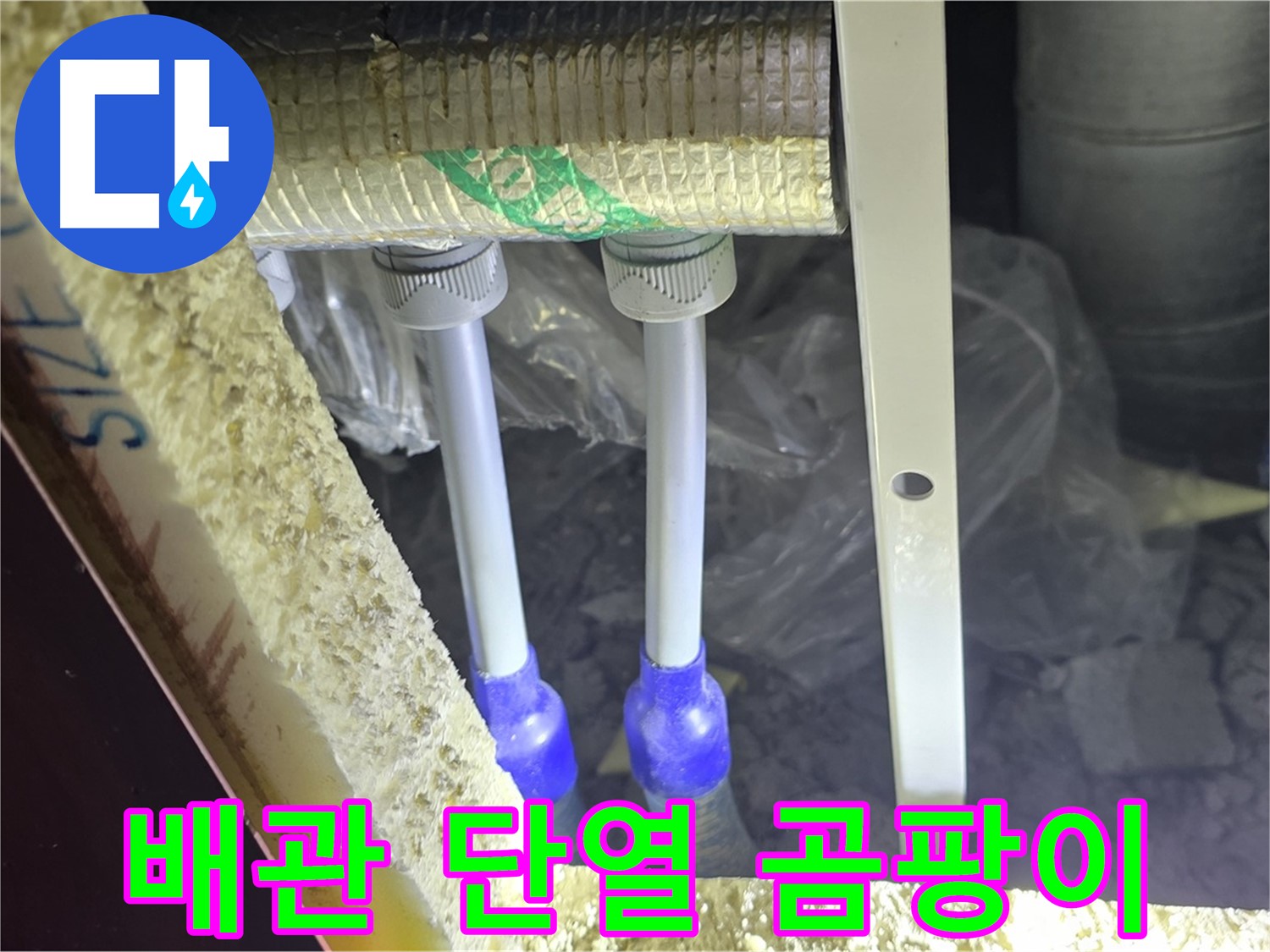 삼숭동 아파트 누수 - 배관 연결 부위 주변 단열재 손상 및 곰팡이 발생 여부 점검