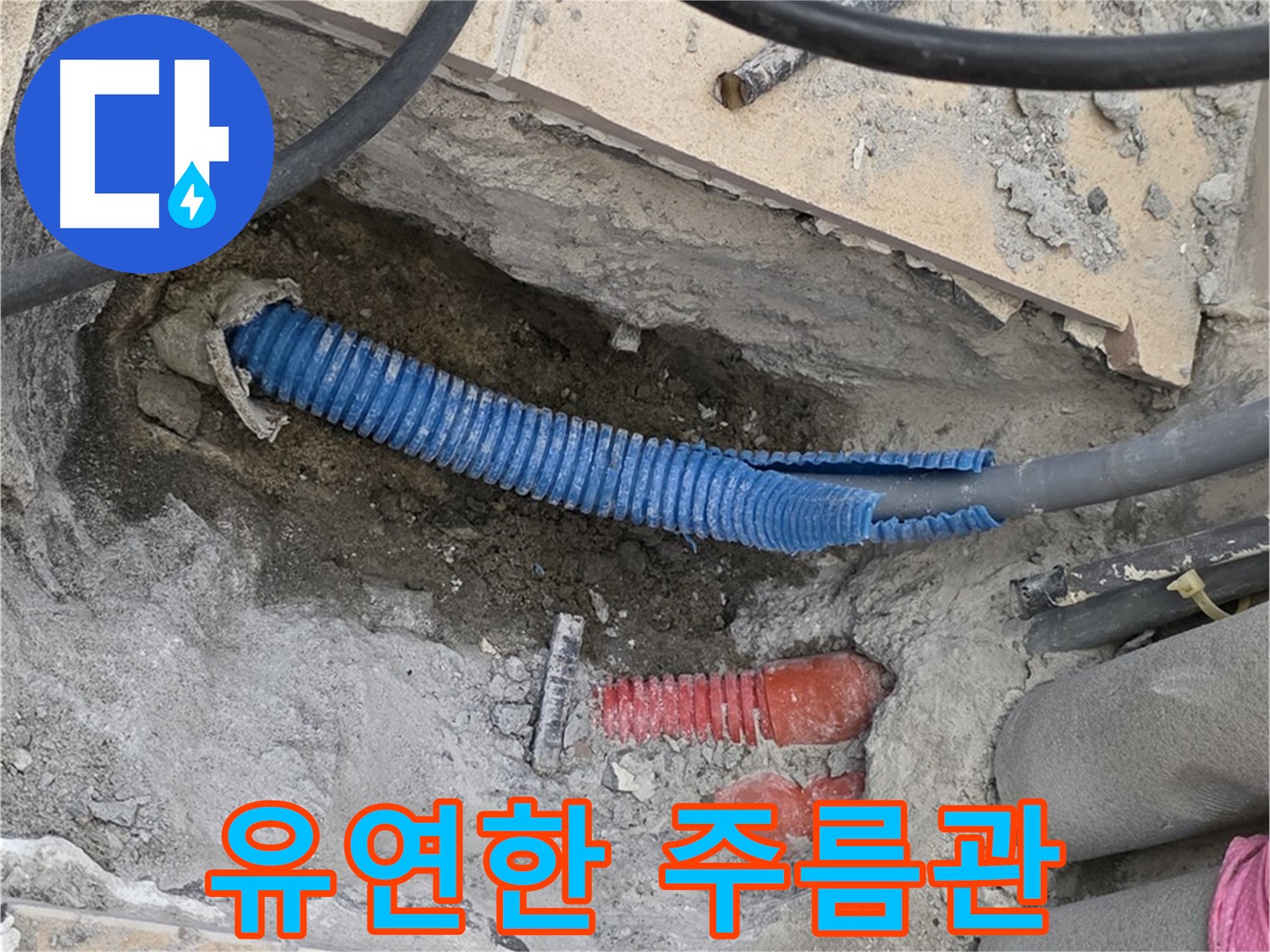 삼숭동 양주자이아파트 누수 - 굴착 후 유연한 주름관 발견