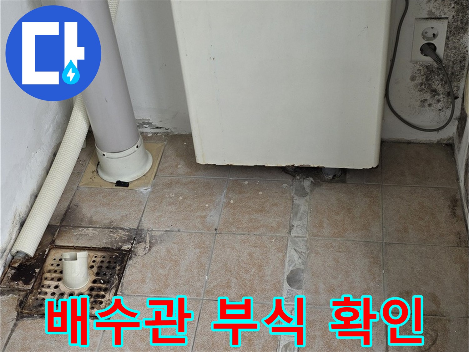 보일러 하단 누수 - 배수관 연결 부위 부식과 곰팡이를 확인합니다