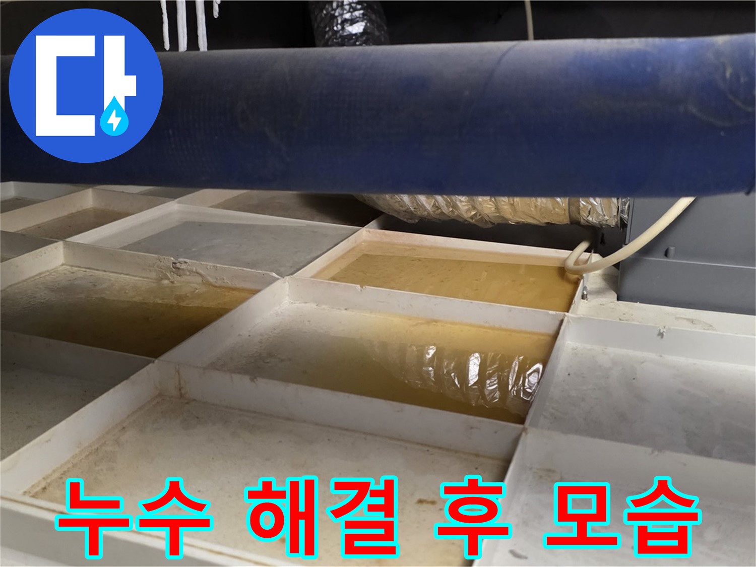 누수 해결 후 깨끗해진 천장 모습 - 쾌적한 환경으로 복원