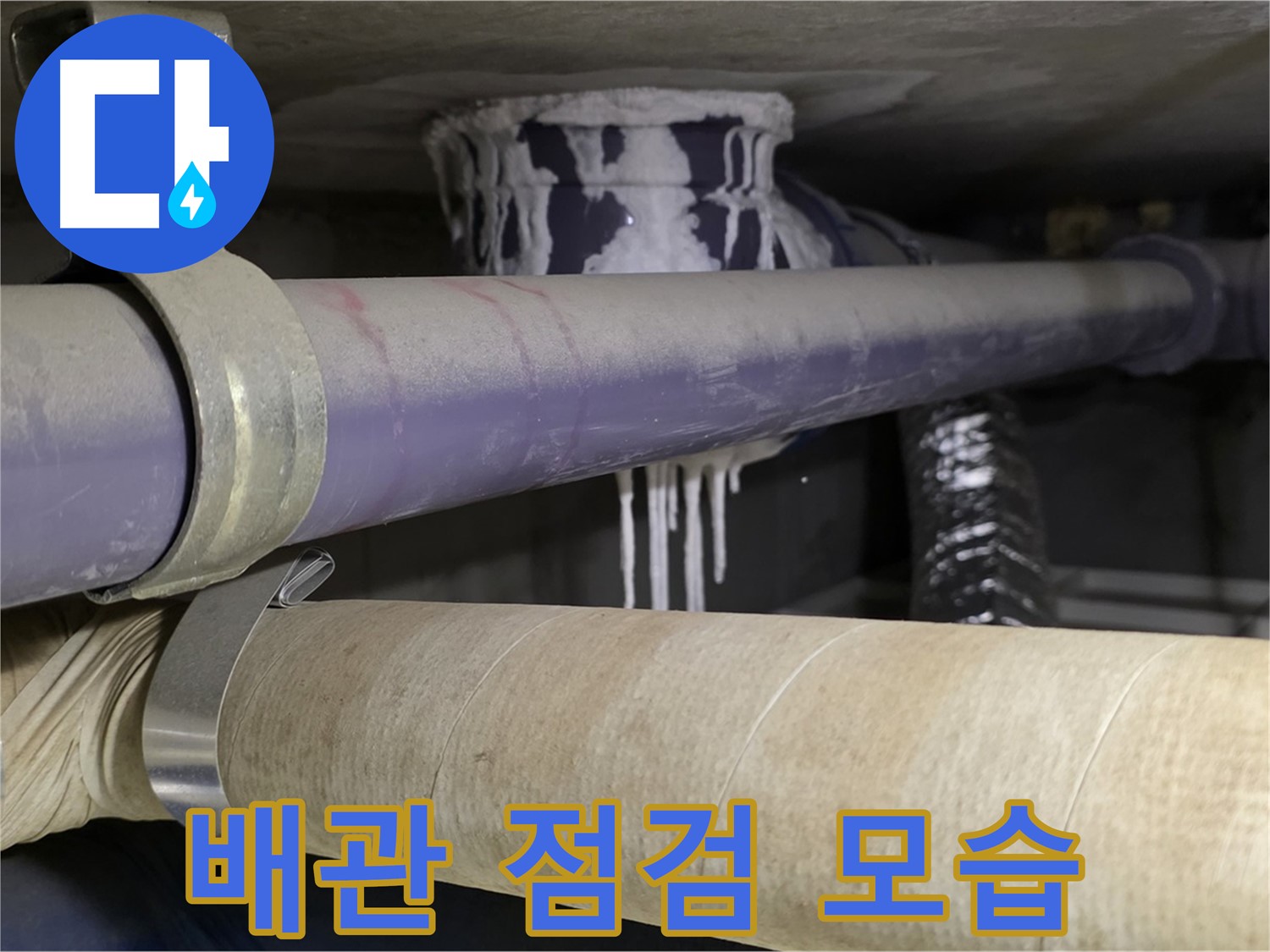 배관 점검 모습 - 누수 예방을 위한 꼼꼼한 점검 과정입니다.