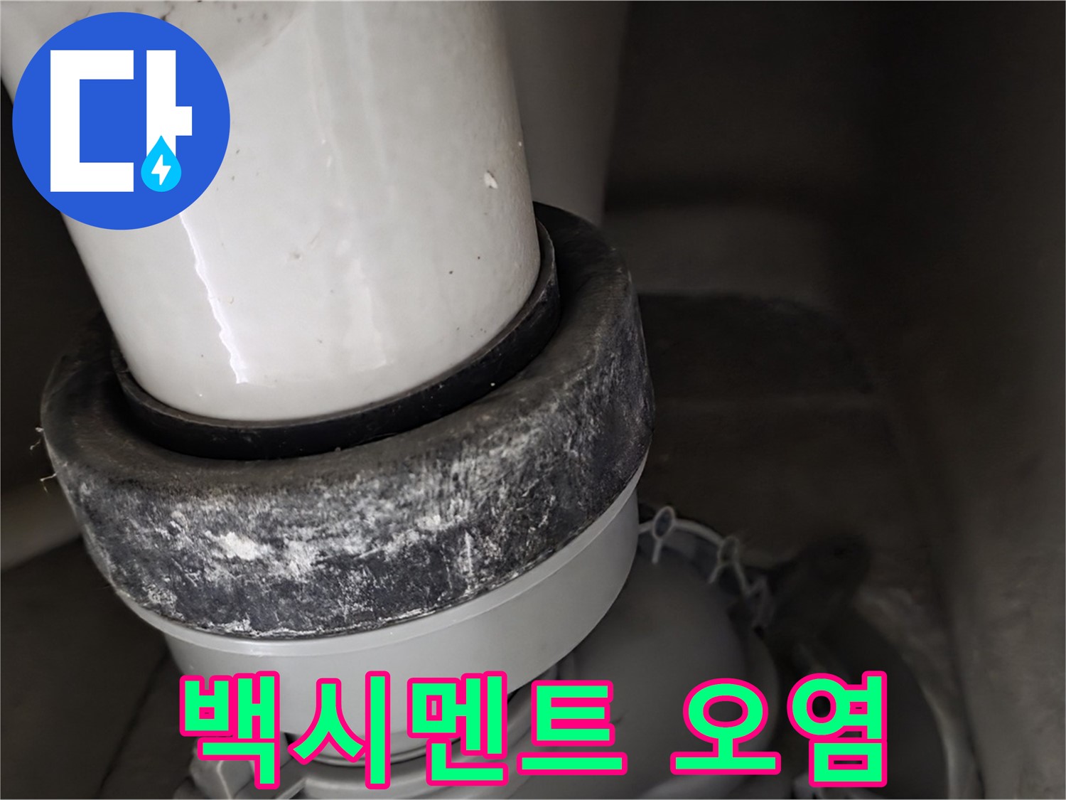 분당구 운중동 산운마을 변기 누수 - 백시멘트 주변 오염 상태 확인