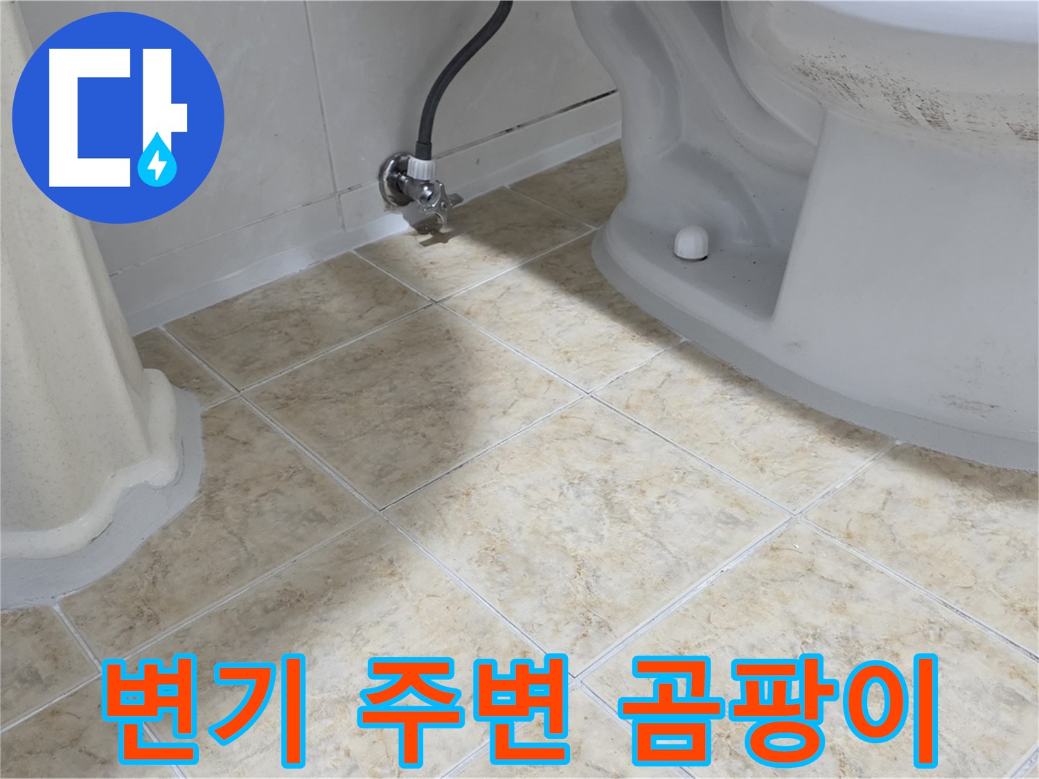 변기 주변 곰팡이 - 습기로 인해 변색된 변기 주변