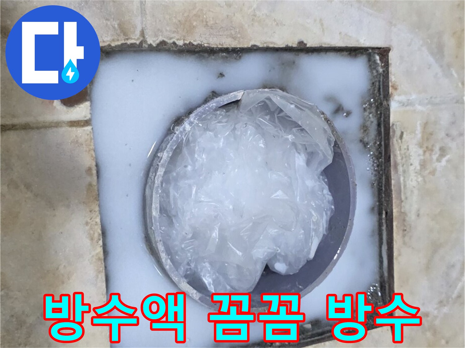 욕실 배수구 - 주변 방수액 도포 꼼꼼하게 방수