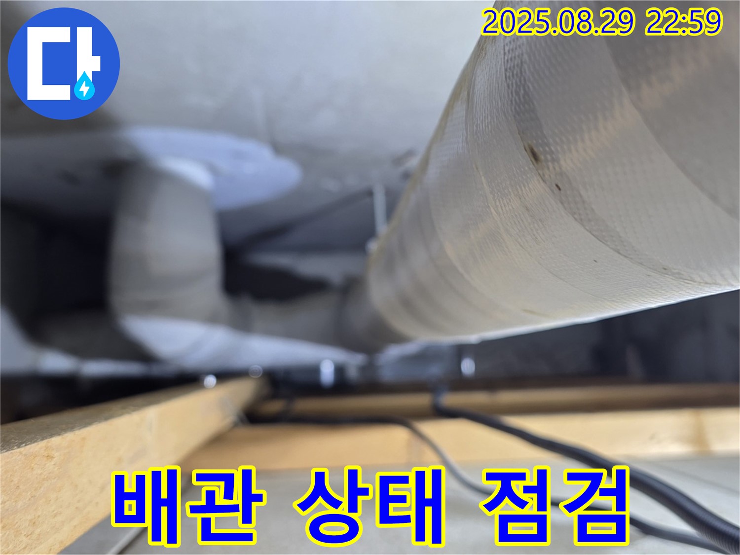 양주 백석 서광아파트 배관 - 배관 상태를 꼼꼼히 점검하며 누수 흔적을 찾고 있습니다.