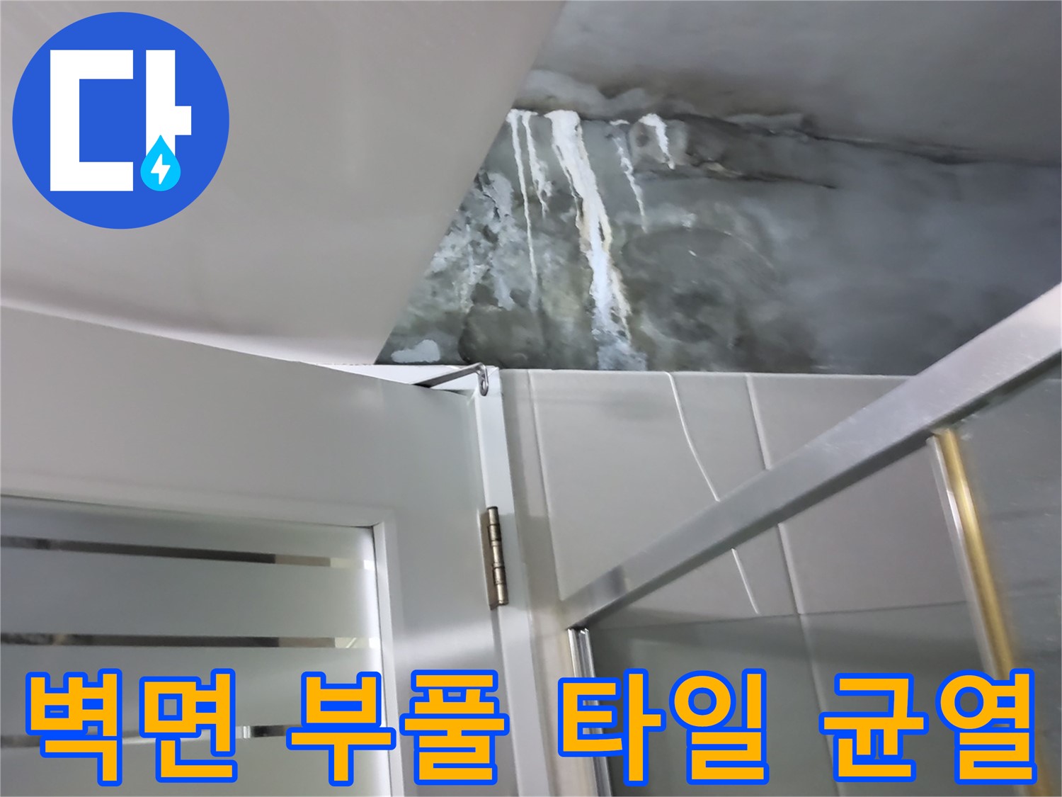 성남 분당 샤워부스 옆 벽면 부풀어오름 및 타일 심한 균열 확인 - 누수 가능성 점검