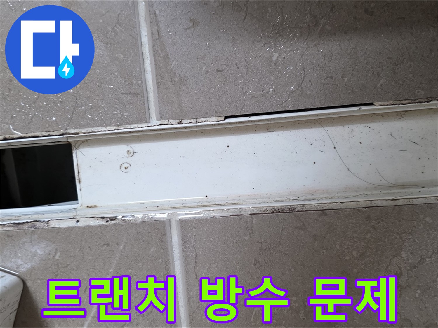 화장실 샤워부스 트랜치 사진 - 방수 문제 확인