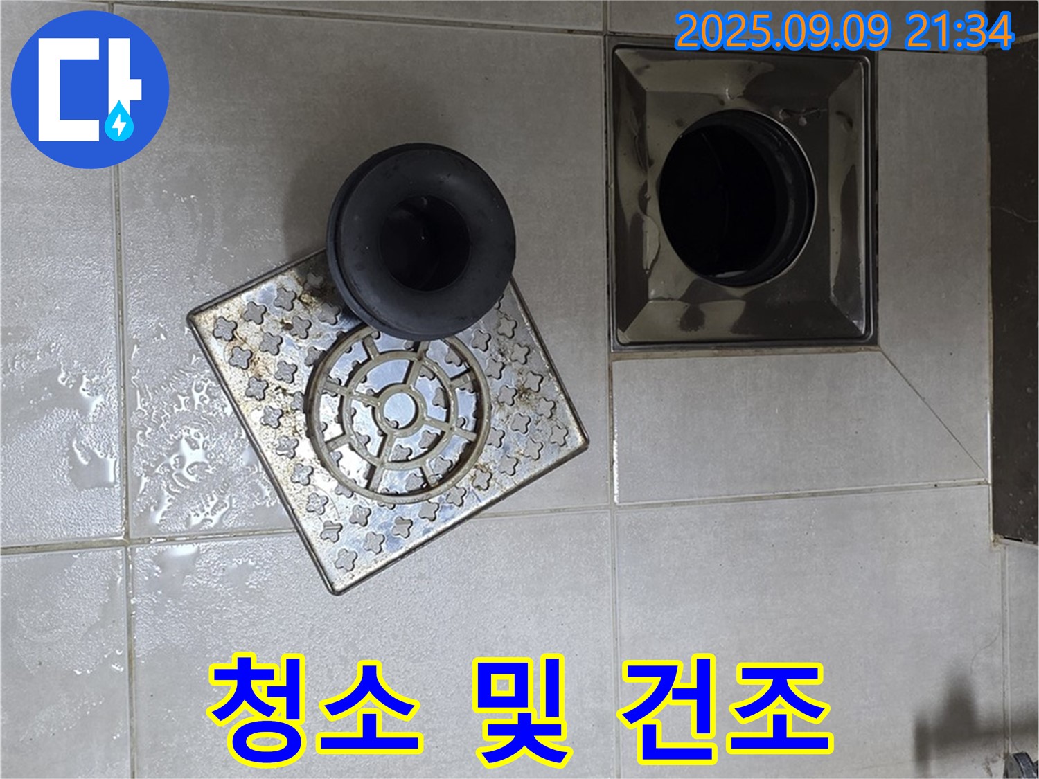 양주 옥정동 누수 - 율정마을 13단지 1309동 욕실 배수구 주변 청소 및 건조 작업 진행 - 깨끗하게 청소하고 건조하여 곰팡이 발생을 예방합니다.