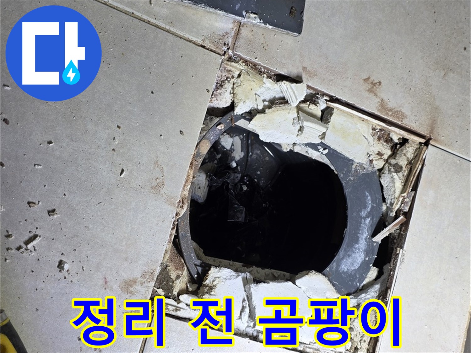 옥정동 율정마을13단지 욕실 누수 - 배수구 주변 정리 작업 시작 전 곰팡이와 물때의 습격