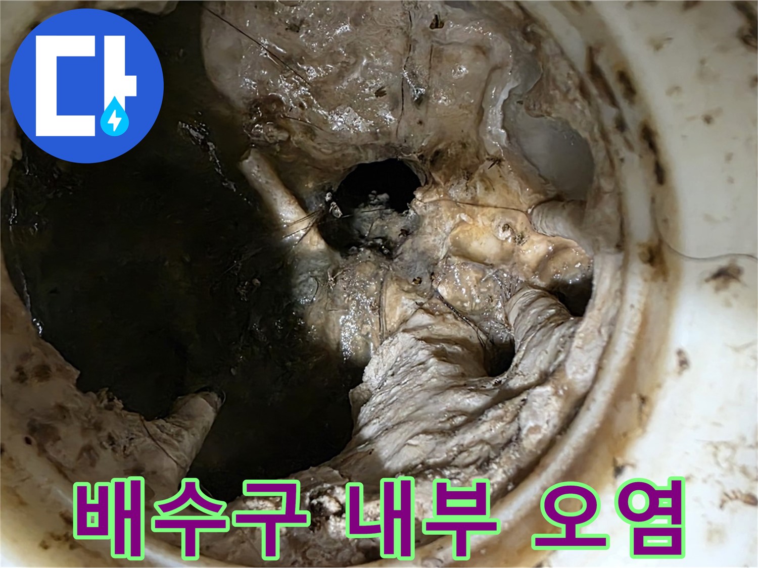 노원구 중계동 현대5차 211동 아파트 - 싱크대 배수구 내부의 심각한 오염 상태