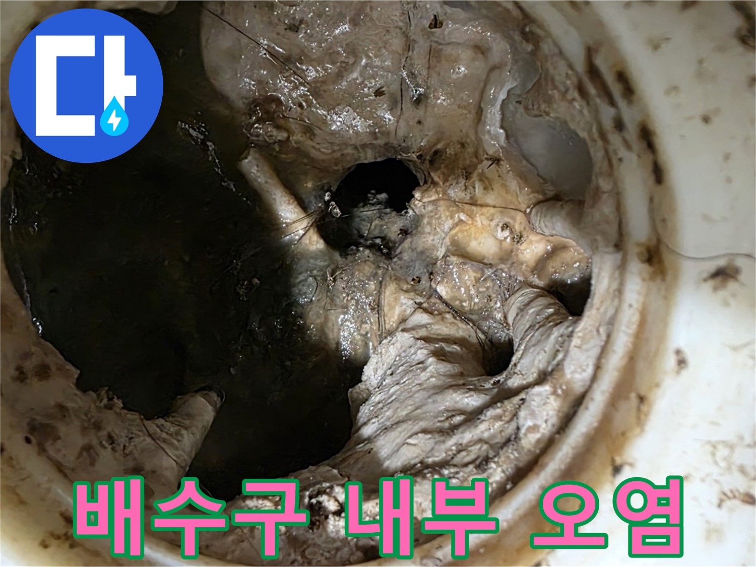 중계동 현대5차 211동 아파트 싱크대 배수구 내부 오염 상태 - 누수 위험