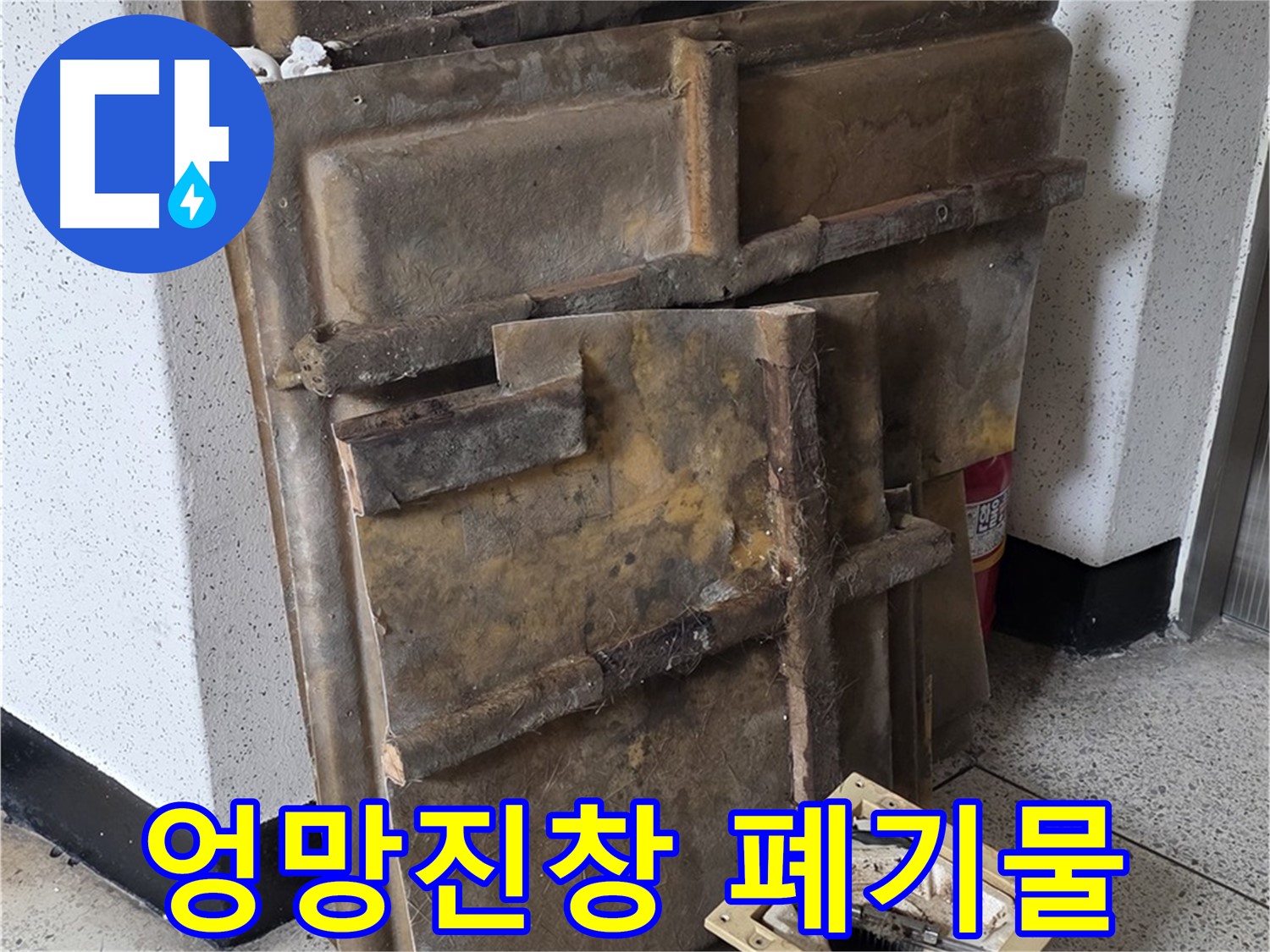 폐기 전 석고보드와 조명 - 곰팡이와 누수로 엉망진창