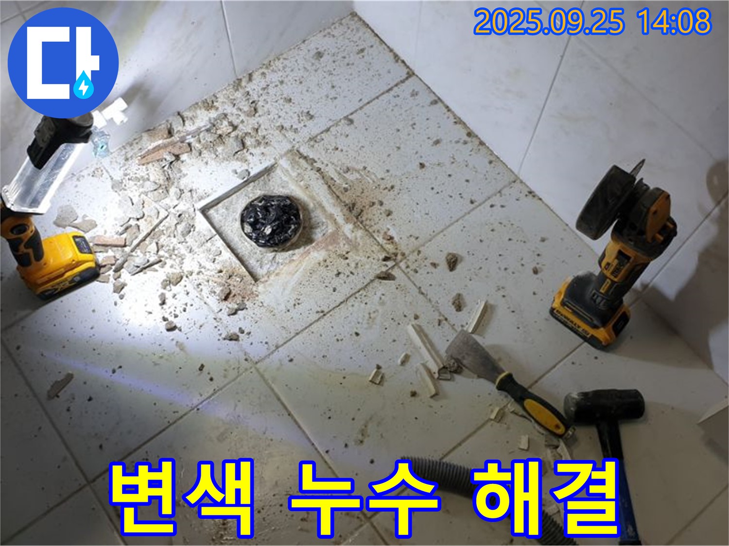 의정부 누수 - 욕실 배수구 주변 변색 현상으로 인한 누수 해결