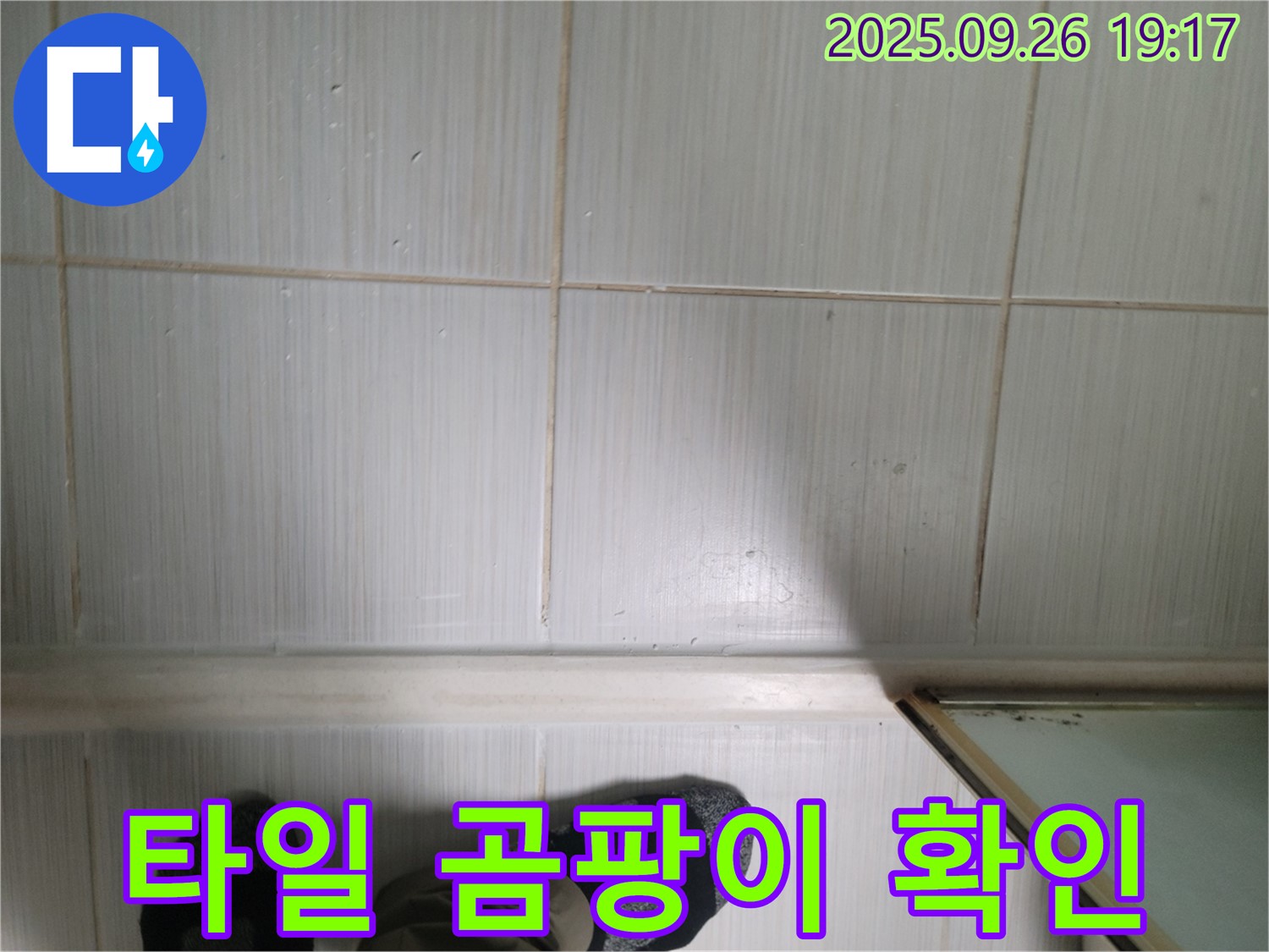 동두천 생연동 누수 - 타일 상태를 꼼꼼하게 확인하고 있습니다.