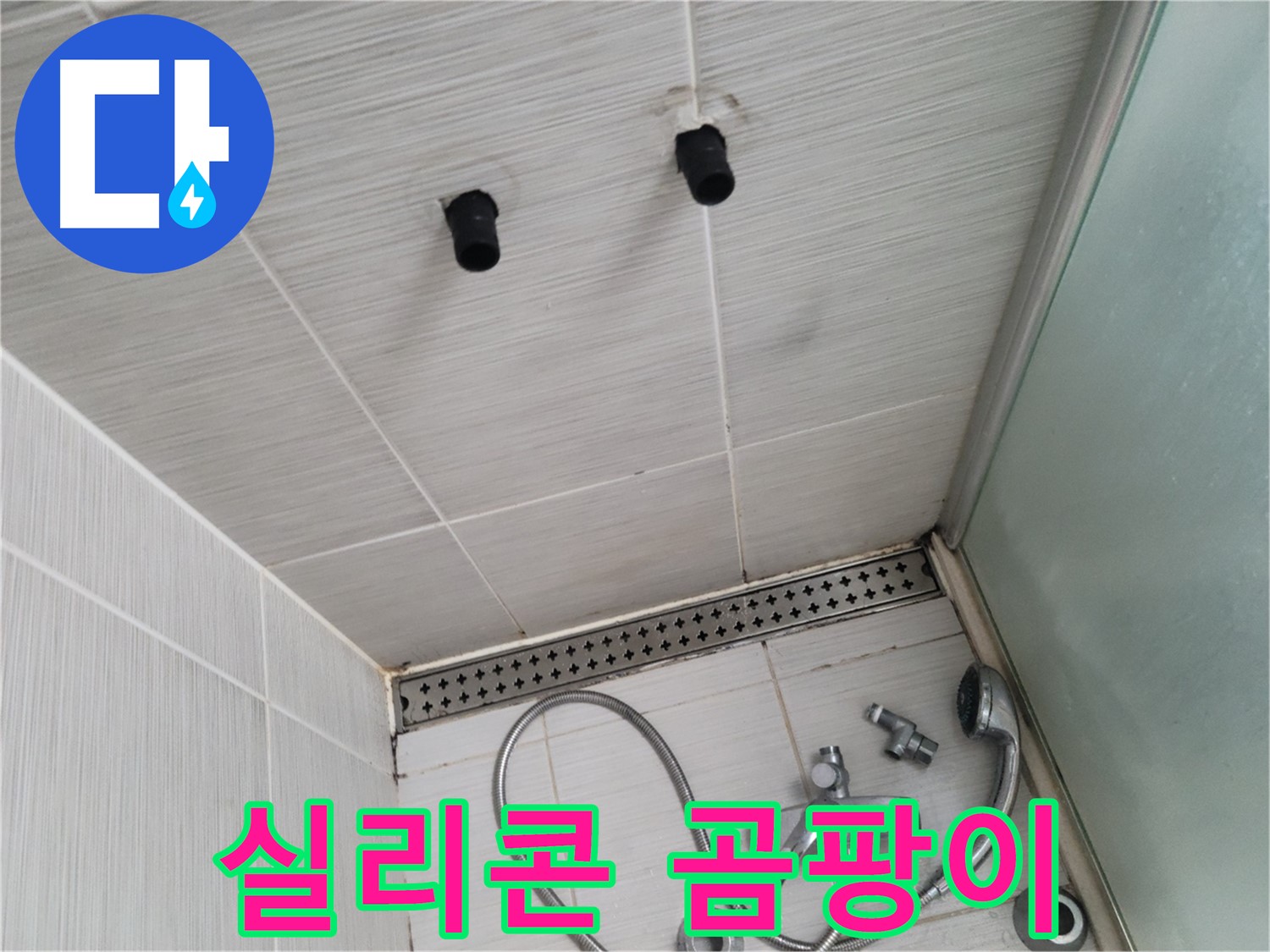 동두천 신창동 - 샤워기 주변 실리콘의 곰팡이와 변색 - 곰팡이 핀 실리콘은 방수 기능 상실!