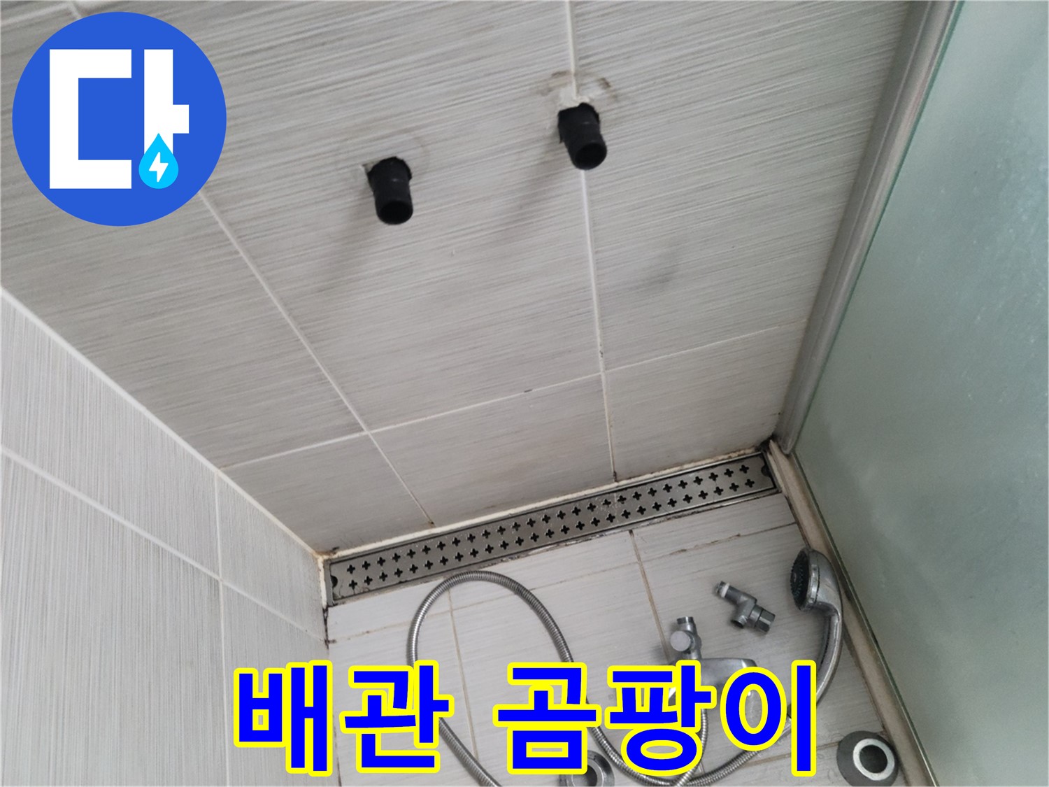 동두천 신창비바 - 샤워기 철거 후 드러난 배관 연결부의 곰팡이 - 습기 가득한 환경의 흔적