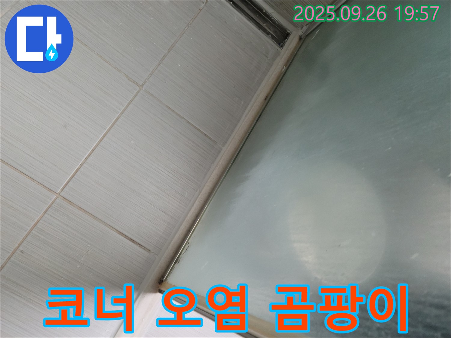 동두천시 강변동 46번지 샤워부스 누수 - 코너 실리콘 오염 및 곰팡이 발생으로 인한 누수