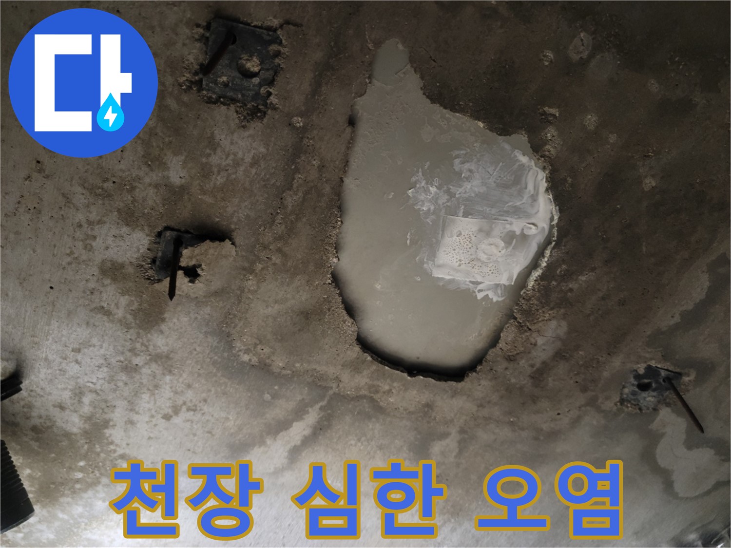 천장 누수 - 심각한 오염 - 곰팡이 발생 우려