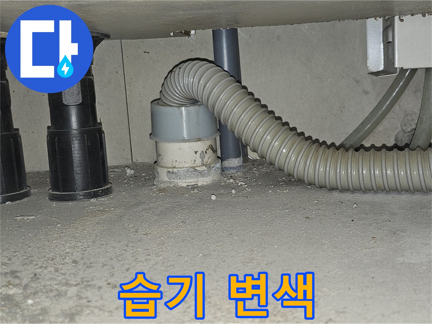 현대시티 누수 - 싱크대 배수관 백시멘트 습기 변색