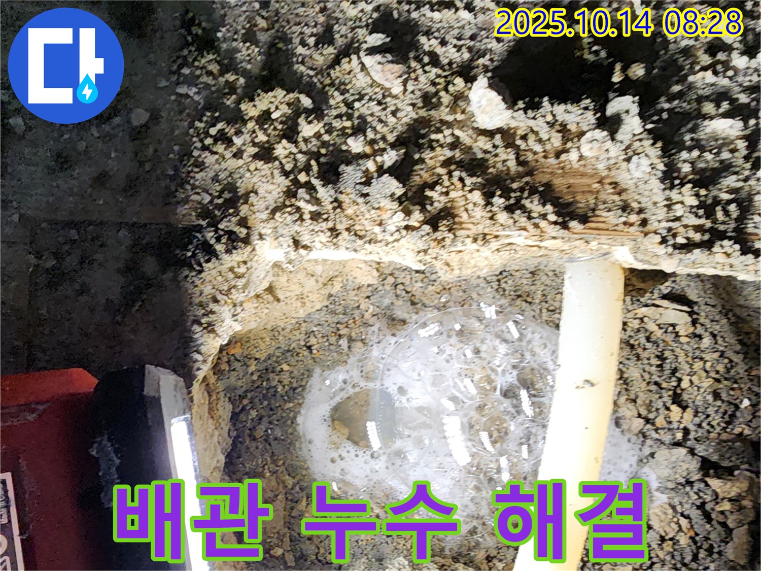 양주시 남면 두곡리 배관 누수 현장 - 누수 탐지 전문가가 신속하게 누수를 해결하고 있습니다.