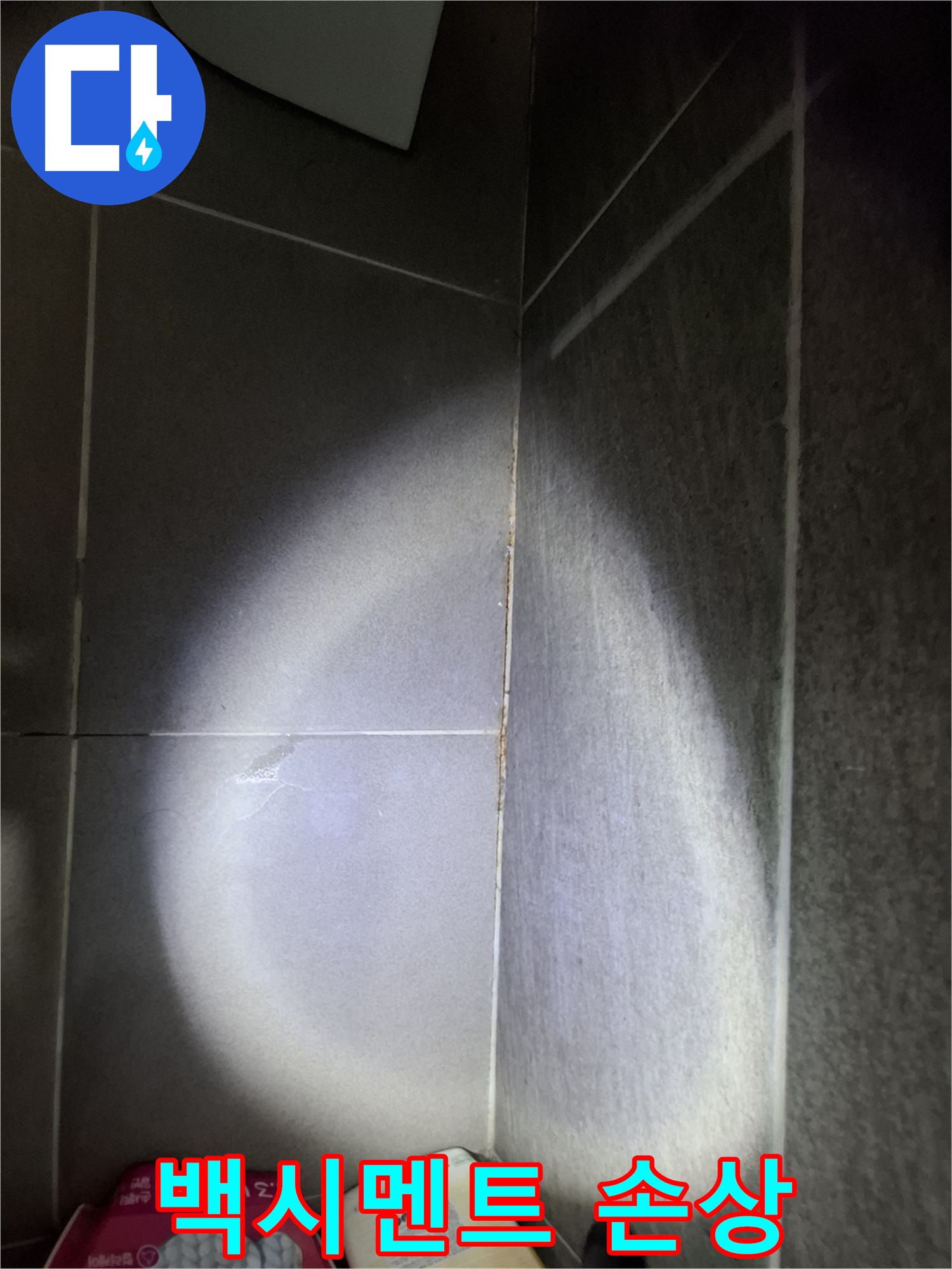 판교 봇들마을 욕실 벽 타일 틈새 백시멘트 손상 - 누수 원인