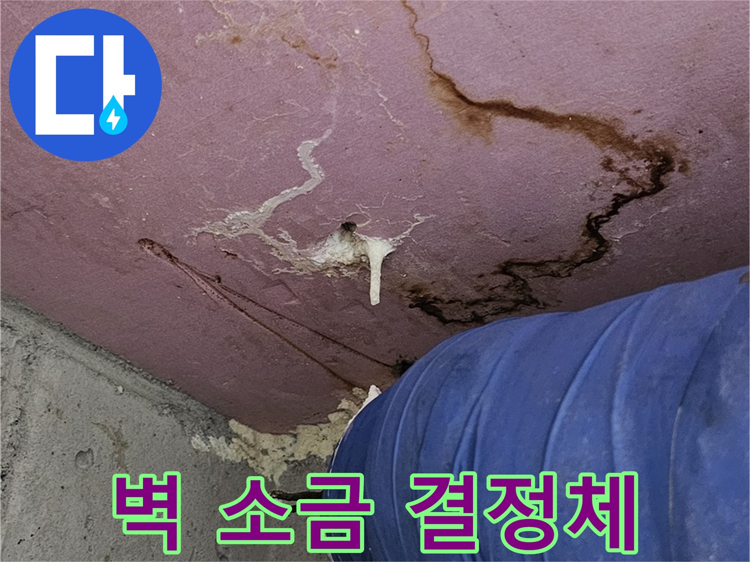 엘리시안 A동 벽 누수 흔적 - 소금 결정체