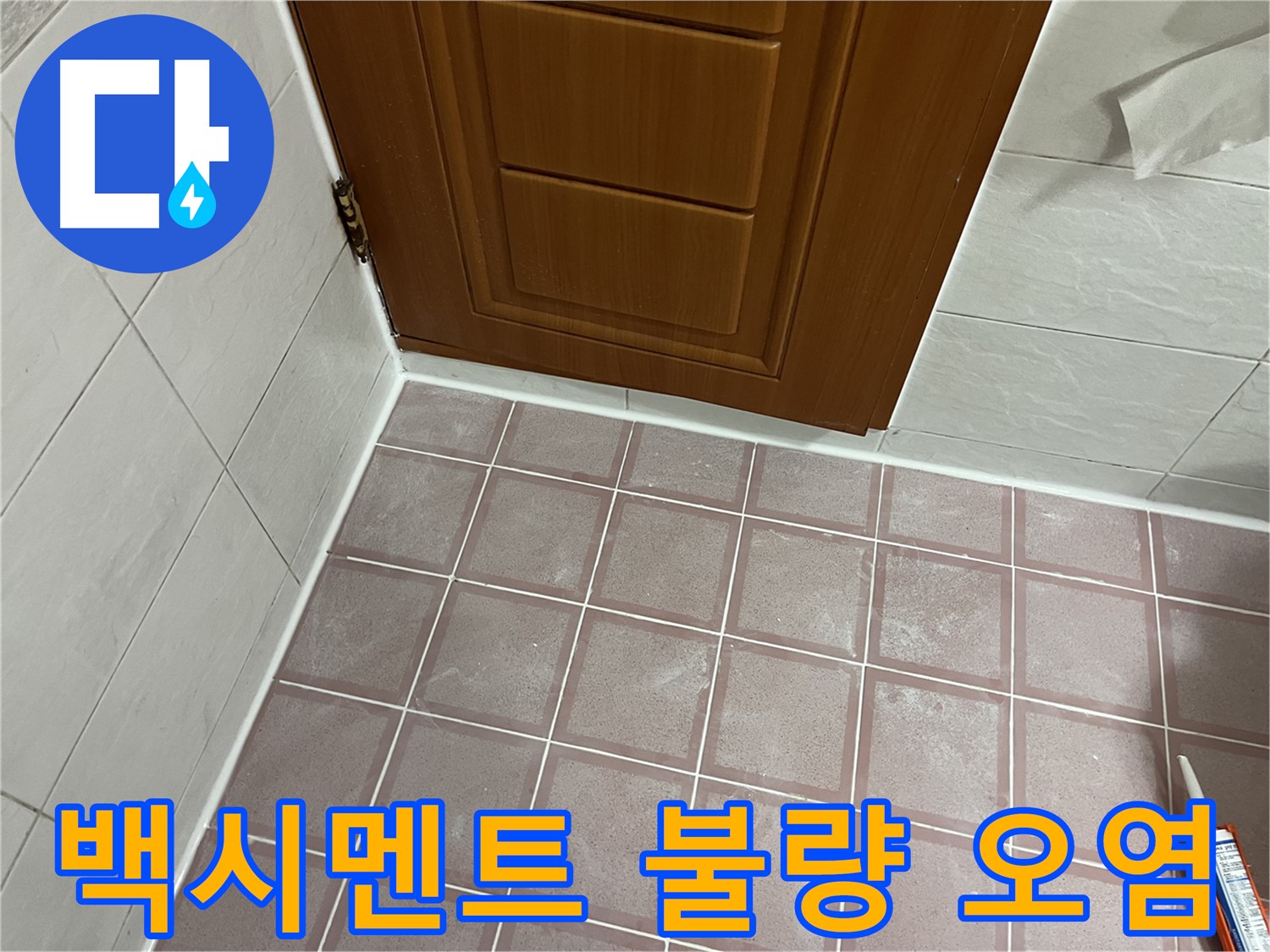 금천구 독산동 형제맨션빌 욕실 - 문 주변 타일 백시멘트 상태 불량 및 오염 확인