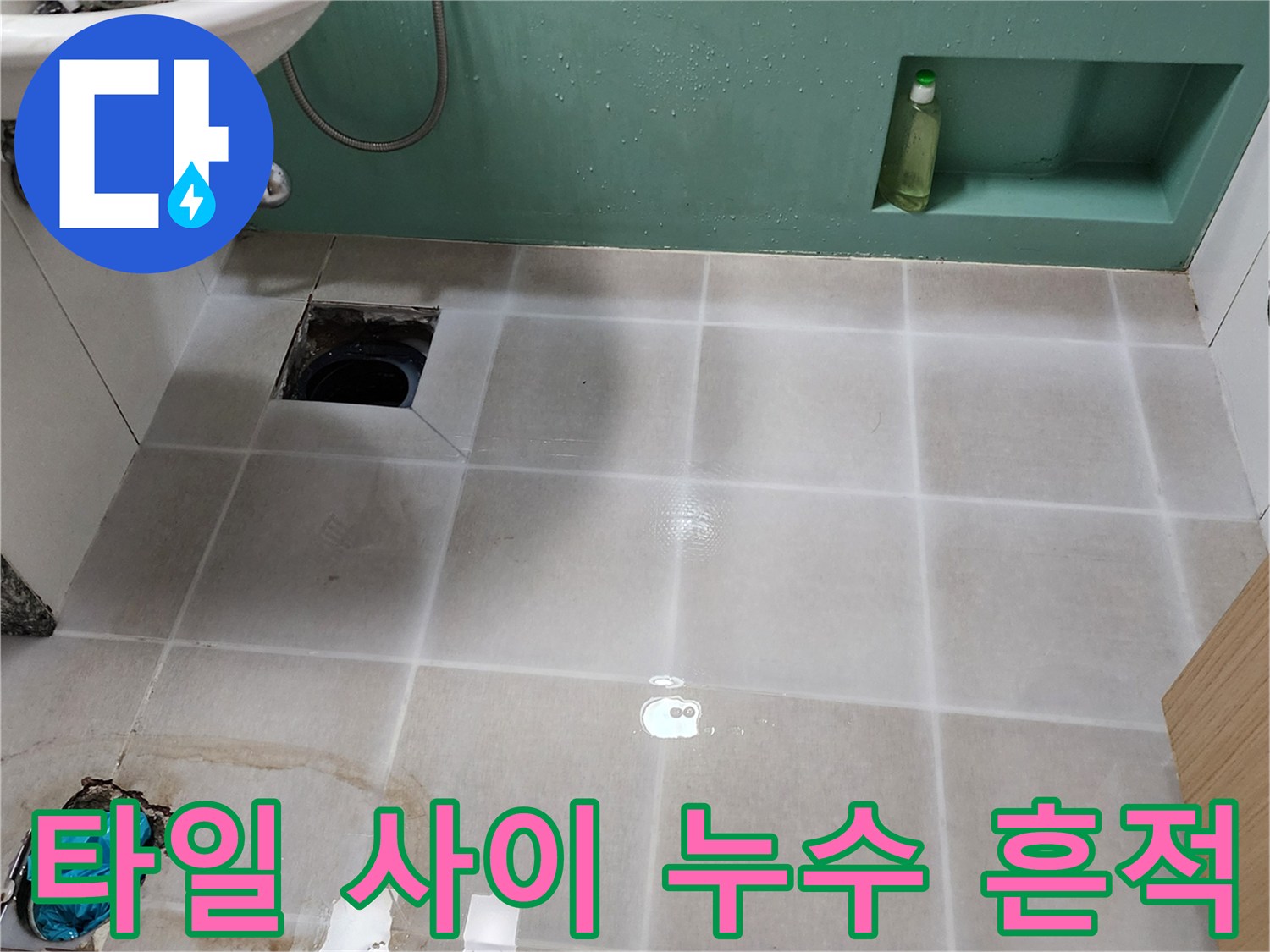 양주시 은현면 화장실-물기가 번진 타일 바닥면