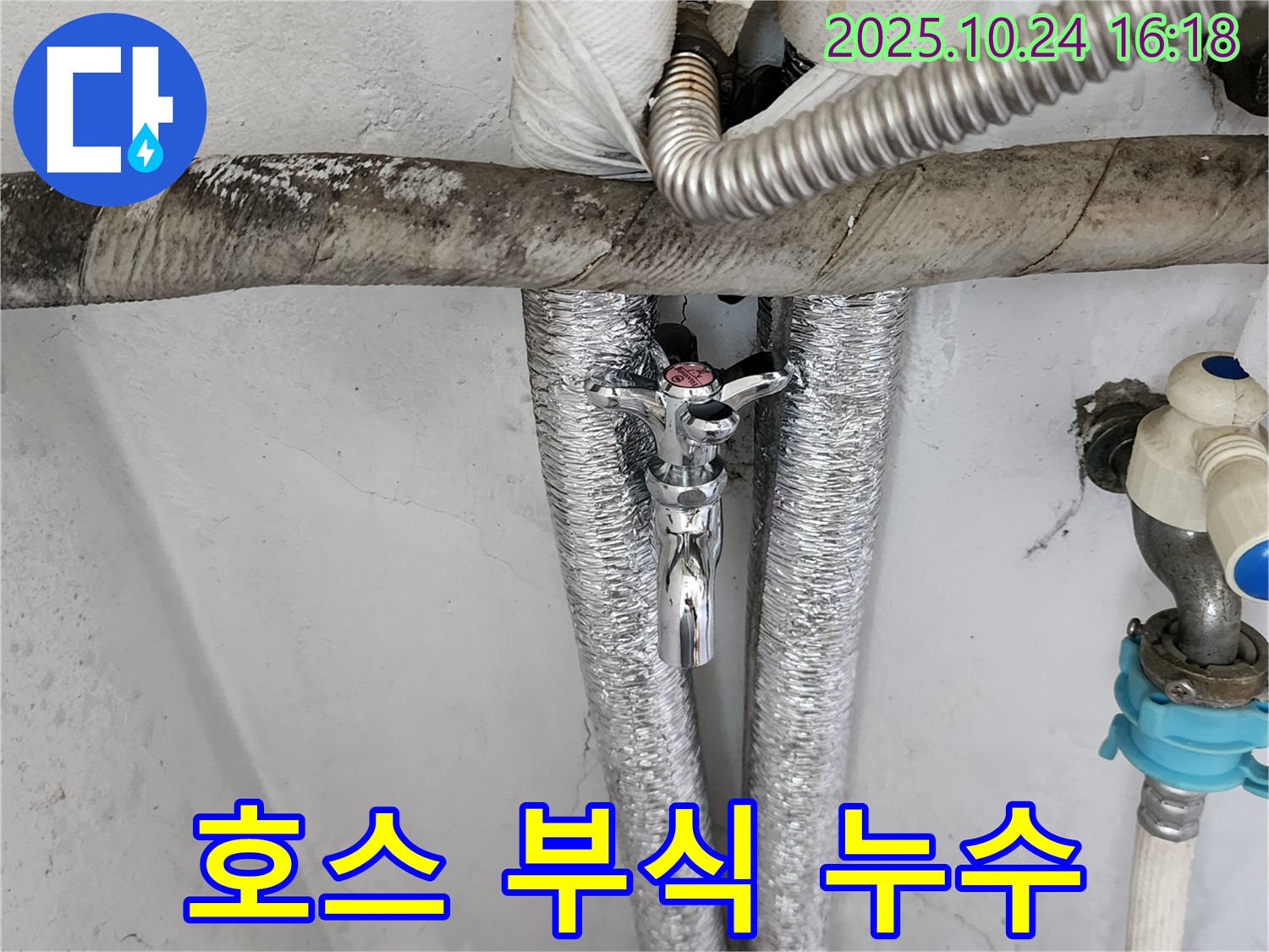양주 세탁기 급수 호스 연결 부위 부식 - 새 부품 교체로 해결!