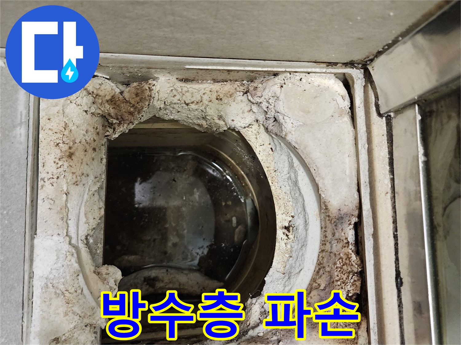 금호동2가 신금호파크자이 욕실 유가 주변 방수층 파손 - 누수 심각