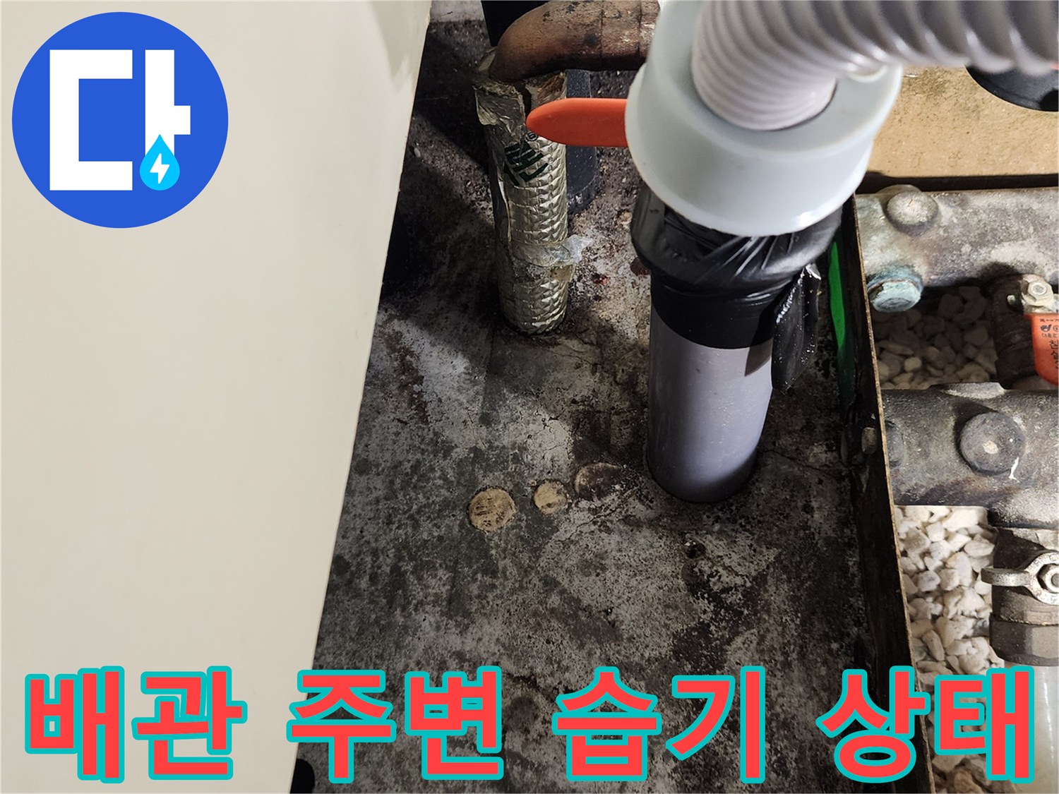 양주 마전동 현장-싱크대 하부 배관 주변의 젖은 바닥 확인