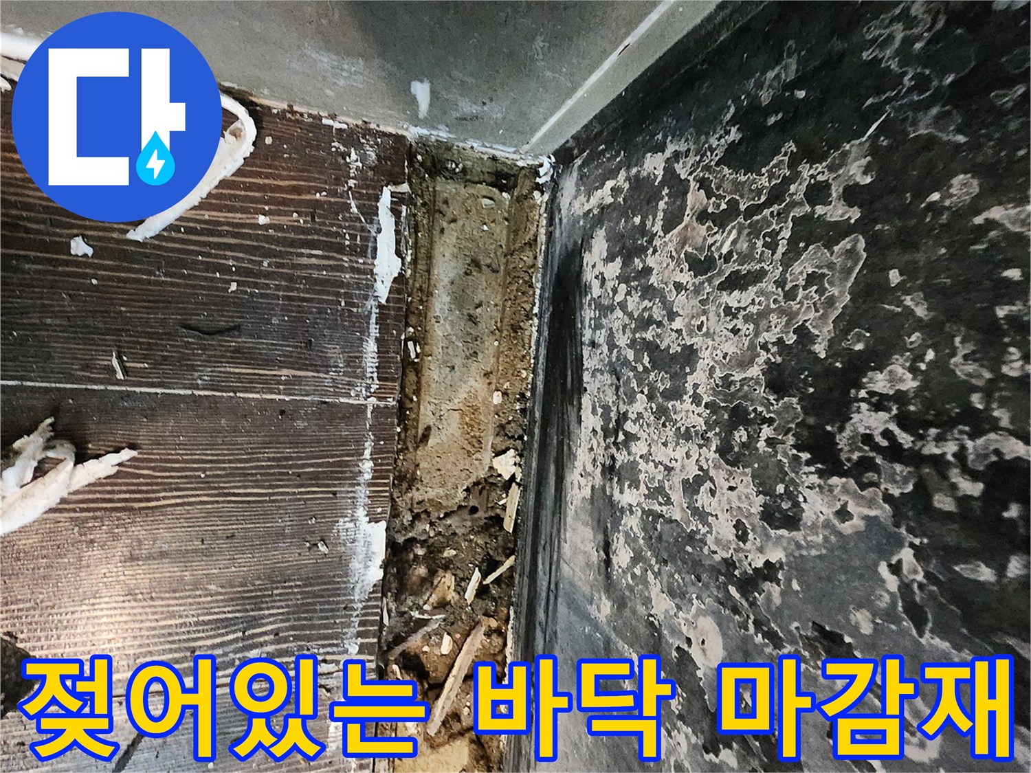 습기가 스며든 바닥-누수로 인해 젖어 있는 바닥 접합부