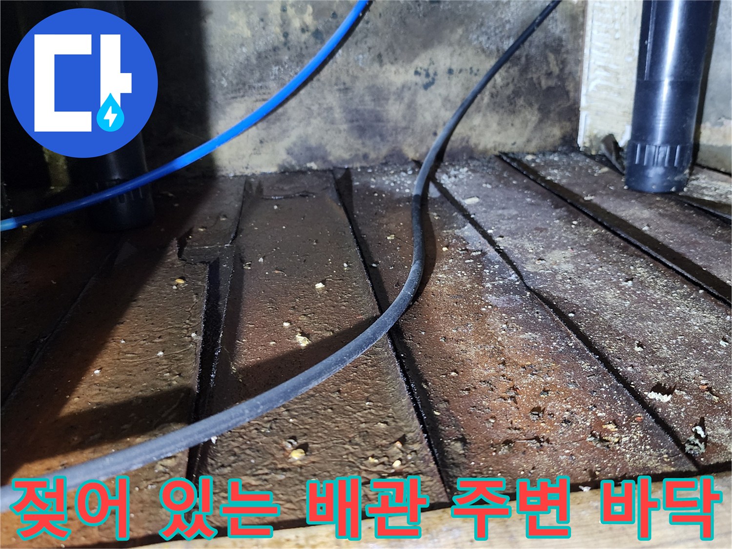 싱크대-하부-배관-연결-부위-습기-확인