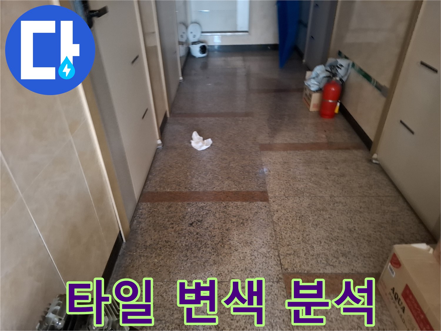 복도 타일 변색 분석 - 원인 파악 - 관악구 누수 해결