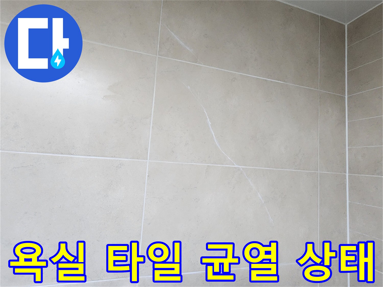 포천 군내면 현장의 욕실 벽면 타일 균열 및 틈새 상태 사진입니다.