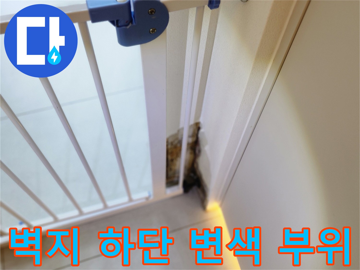 내촌면 누수 현장-벽면 아래쪽 곰팡이 및 오염