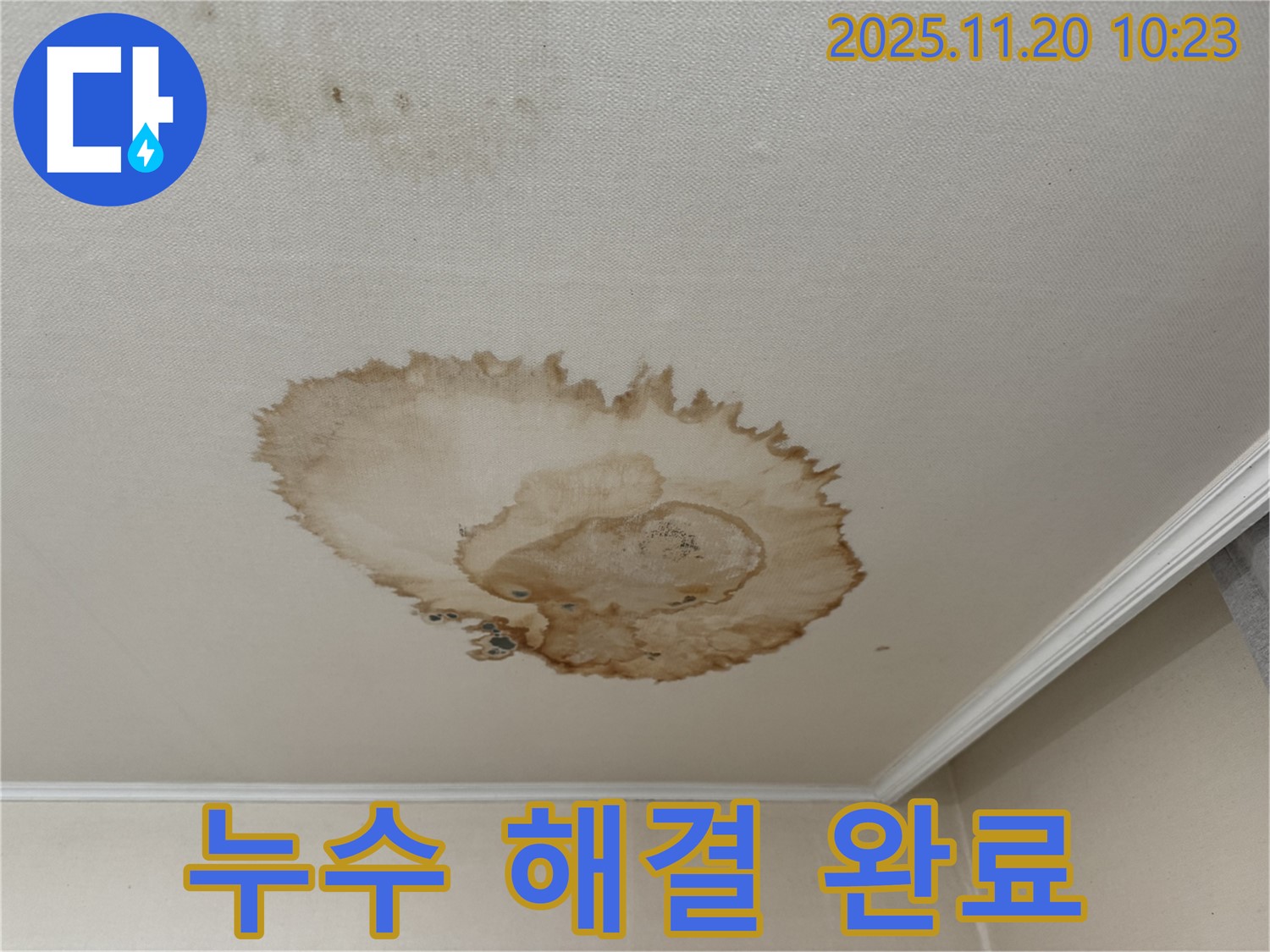 누수 해결 완료 - 쾌적한 공간 - 안전한 건물 - 만족스러운 결과