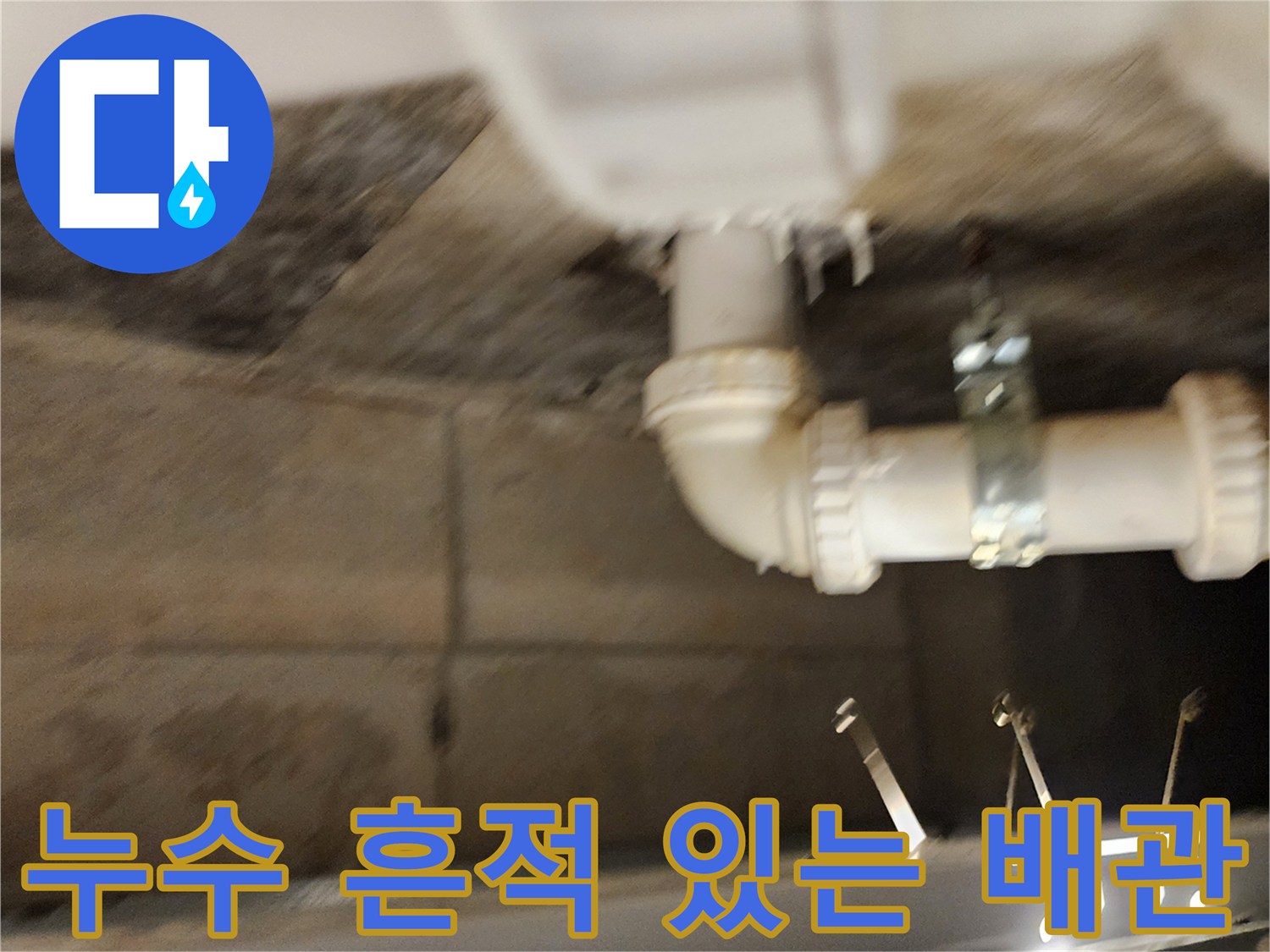 배수 파이프-연결 부위의 습윤 상태 및 누수 확인