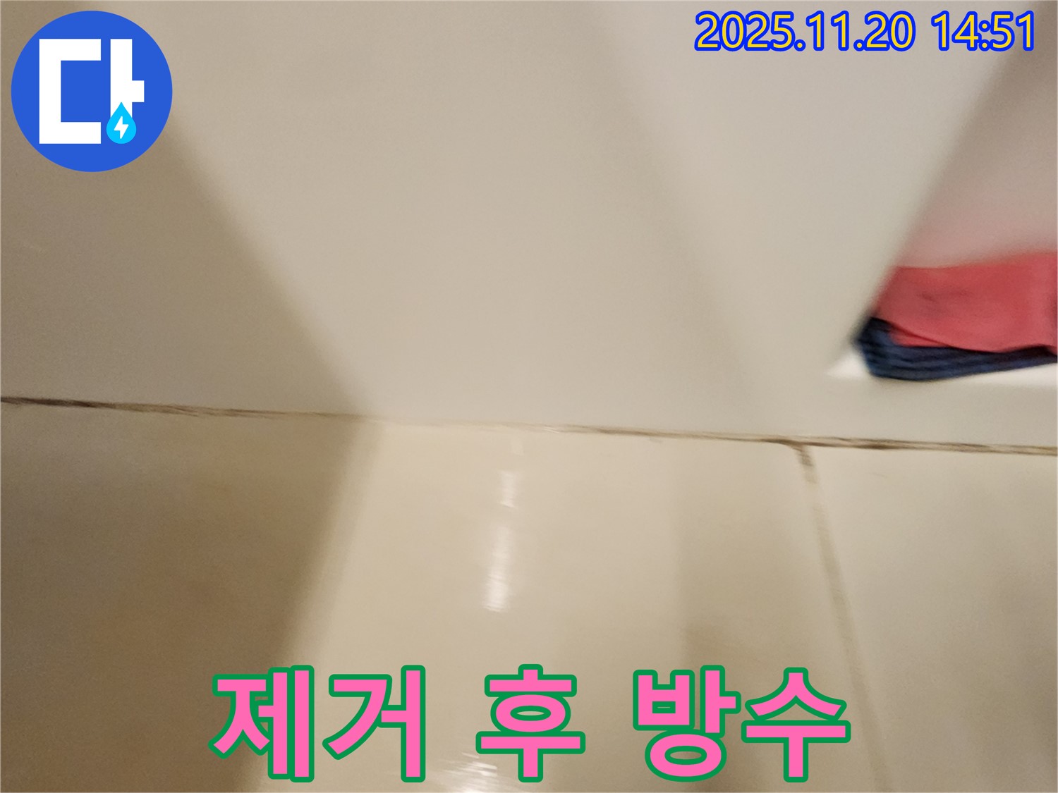 포천 가산면 마산리 - 곰팡이 핀 타일 틈새 누수 - 곰팡이 제거 후 완벽한 방수 시공으로 곰팡이와 누수 걱정 없이!