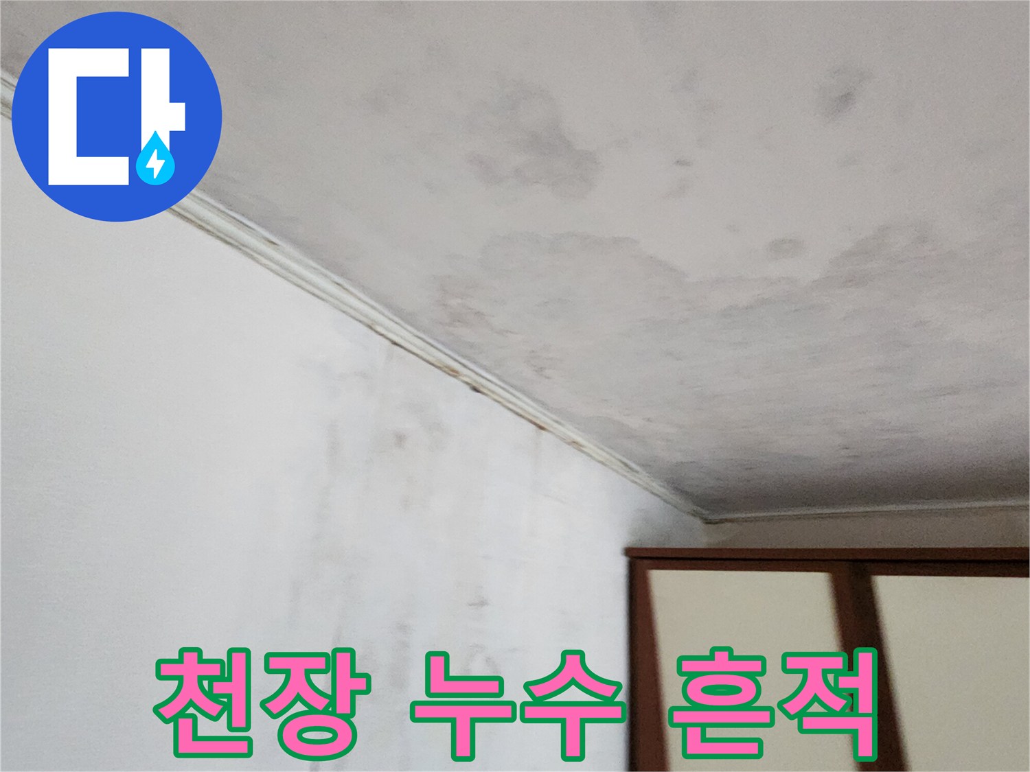 천장 경계면에-발생한 곰팡이와 습기 오염