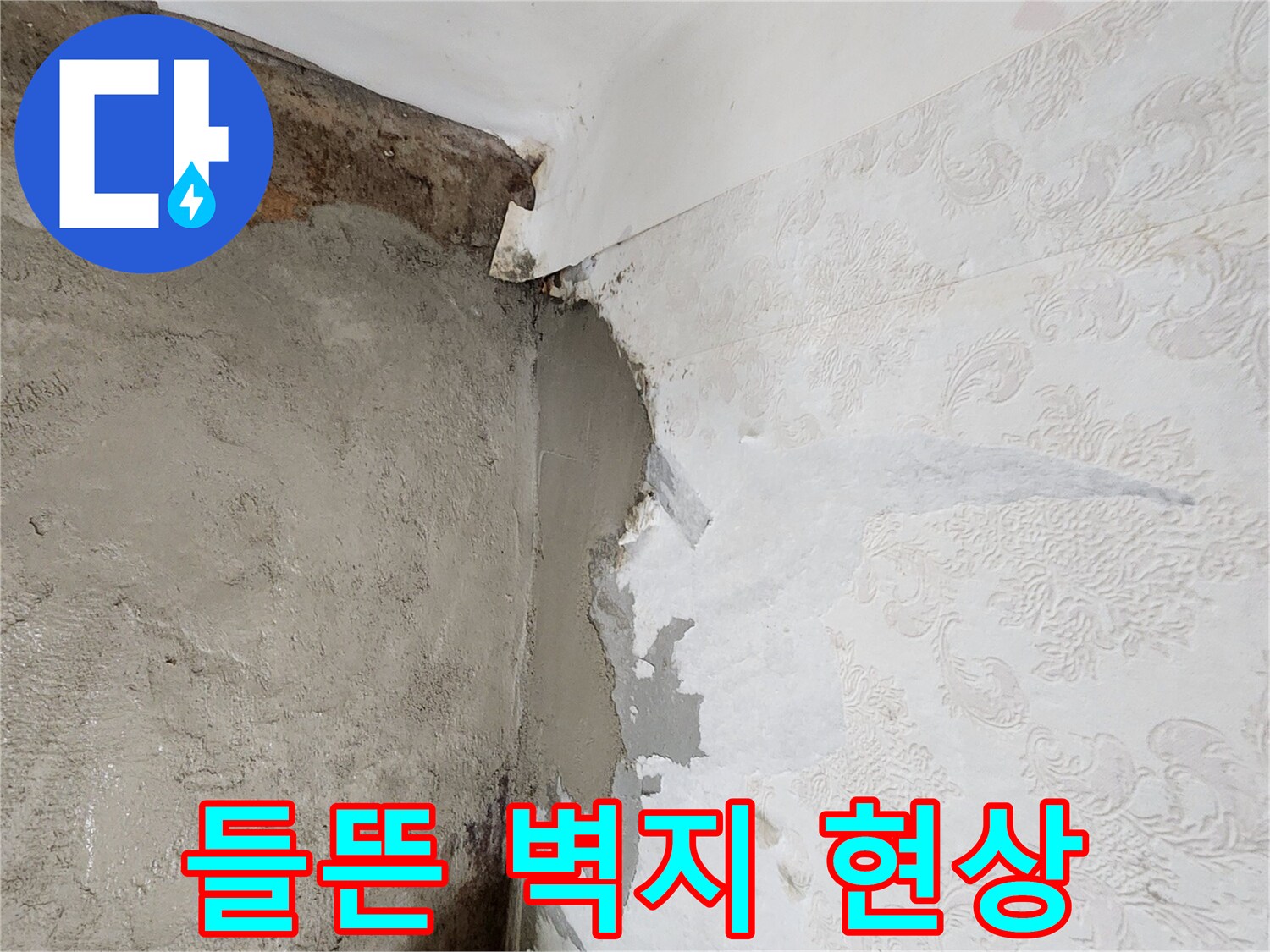 포천 신북면-물샘으로 인해 벗겨지고 젖은 벽지 마감재