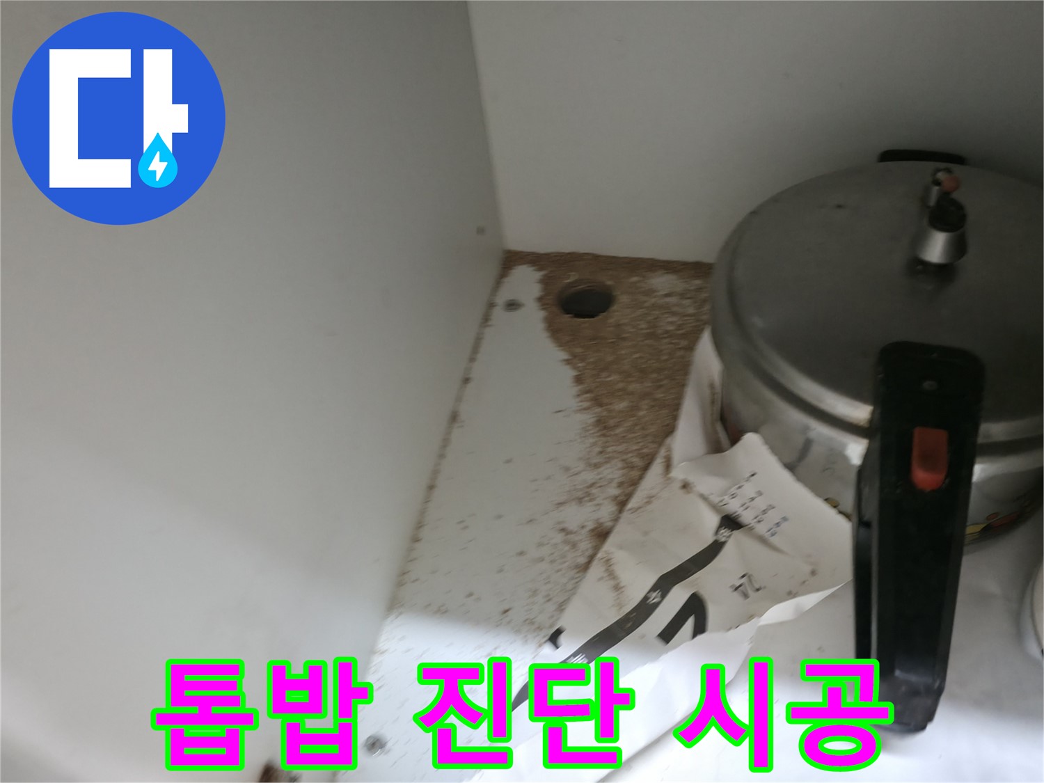 싱크대 밑 - 톱밥 - 부식 가속화 - 붕괴 위험