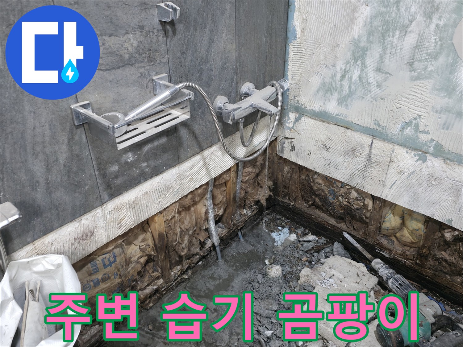 가평군 상면 - 샤워기 주변에 습기가 가득하여 곰팡이 발생 위험이 높은 상태입니다.