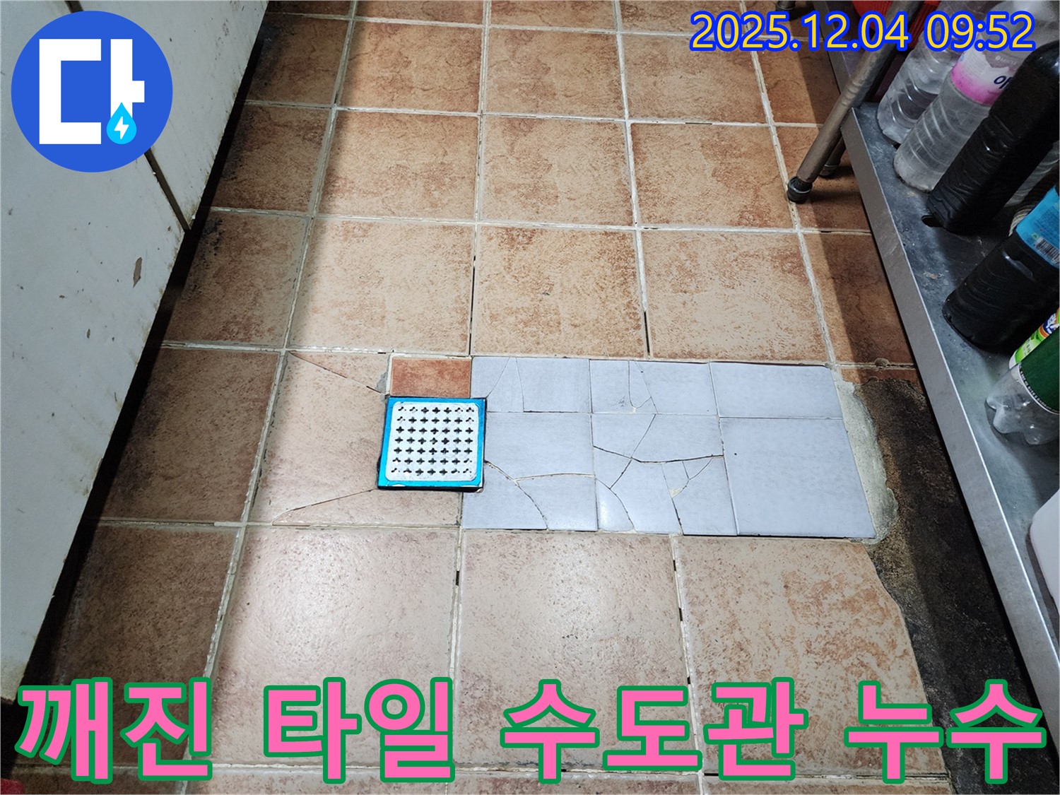 서울 성동구 마장동 누수 현장 - 깨진 타일, 혹시 수도관 문제일까요?! 누수 원인을 꼼꼼하게 파악합니다.