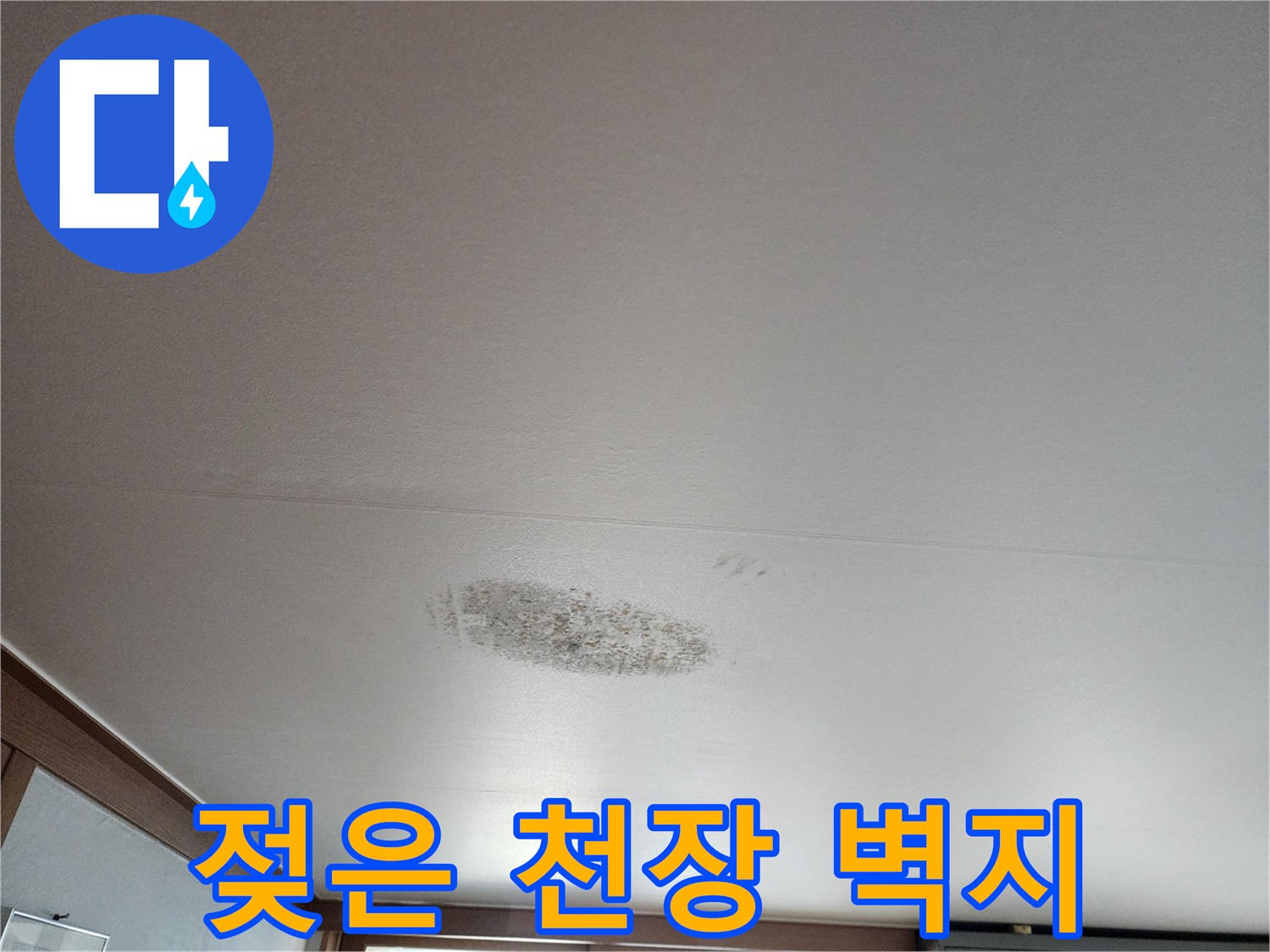 수분 침투로 인해 얼룩진 천장 마감재