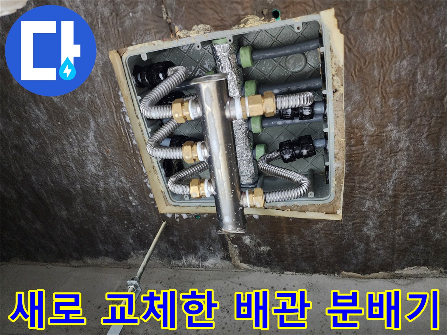 상계동 욕실-스테인리스 분배기로 교체된 내부 배관 구조