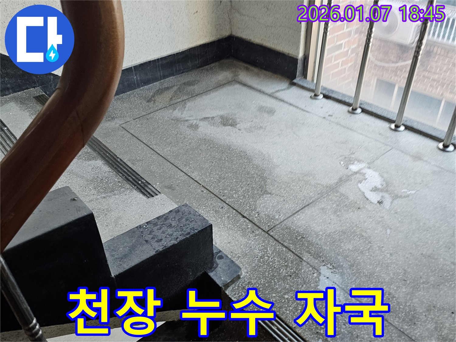 천장 누수 자국 - 곰팡이 발생 가능성