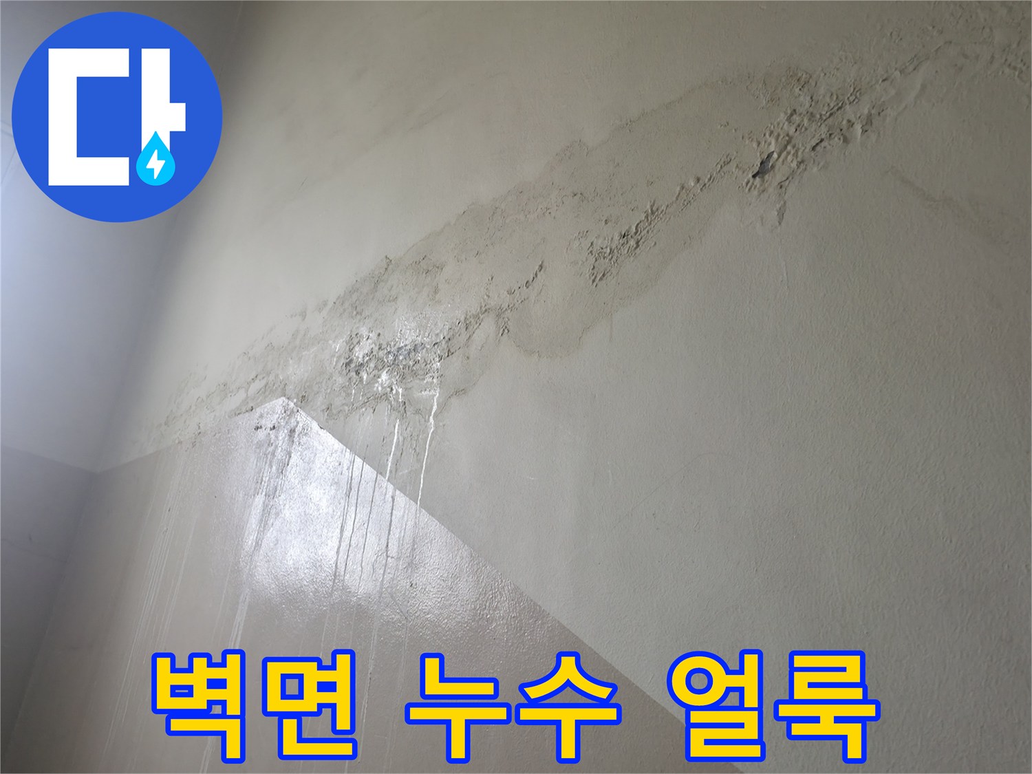 중계동 현장-습기가 스며들어 변색된 벽지 경계면